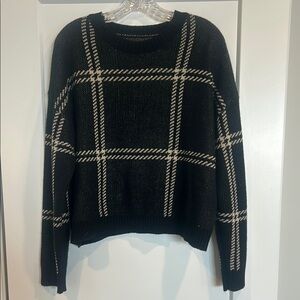 SHEIN Black and White Crew Neck Plaid Sweater. Size XL.